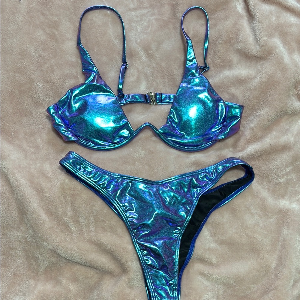 Iridescent Blue Bikini Set